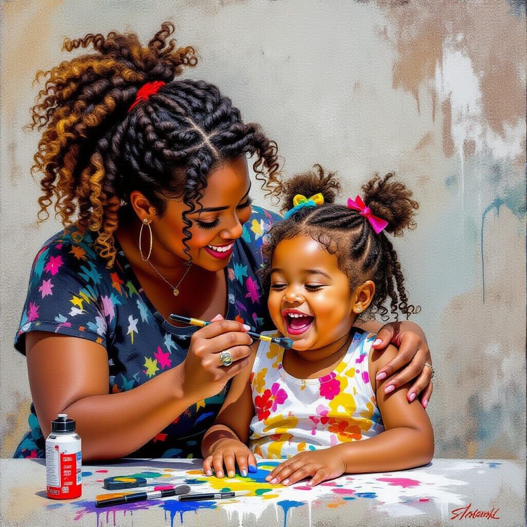 Black Girl's Hair Retwisted by Mother Amidst Laughter