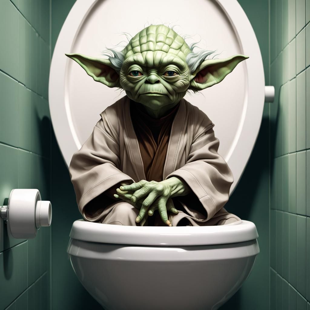 Yoda on Toilet: Hyperdetailed Portrait in Unreal Engine 5