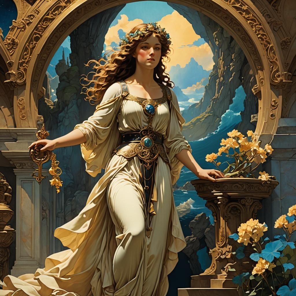 Atlantis Key in Art Nouveau Style