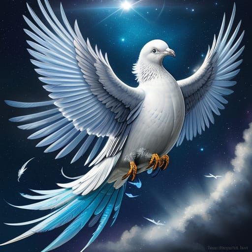 Majestic Dove with Sapphire Feathers Digital Painting