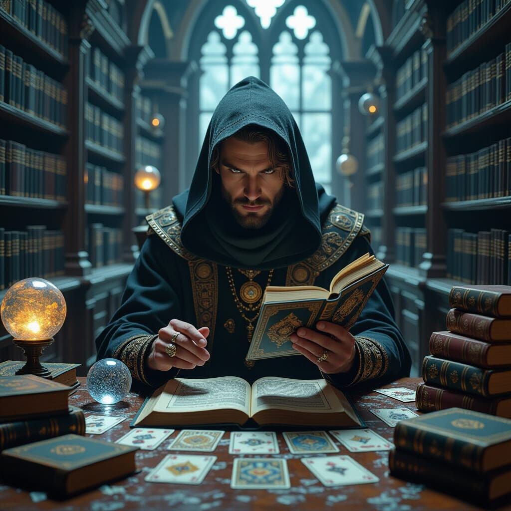 Mystical Library: Horoscope and Tarot Reading in Digital Art