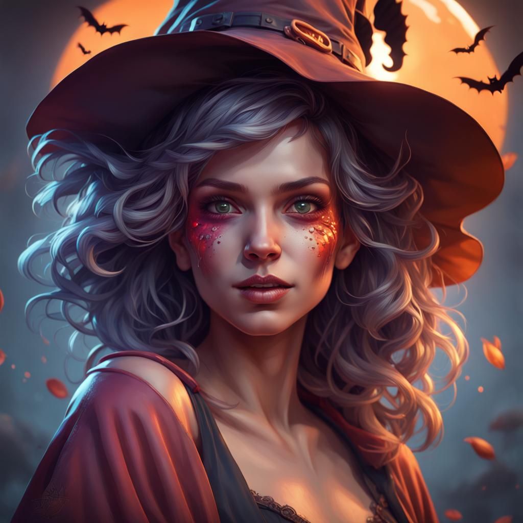 Halloween Portrait in Hyperdetailed Splash Art Style