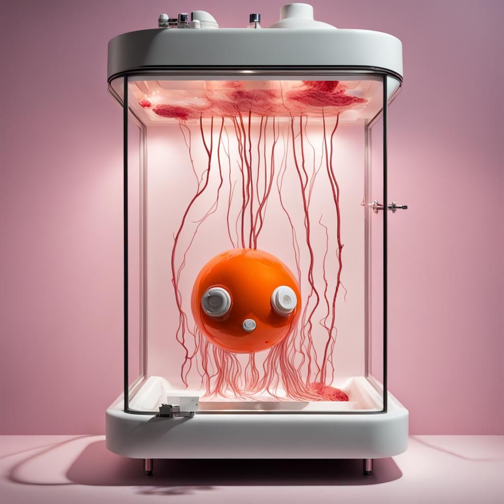 Futuristic Clone Tank with Floating Baby