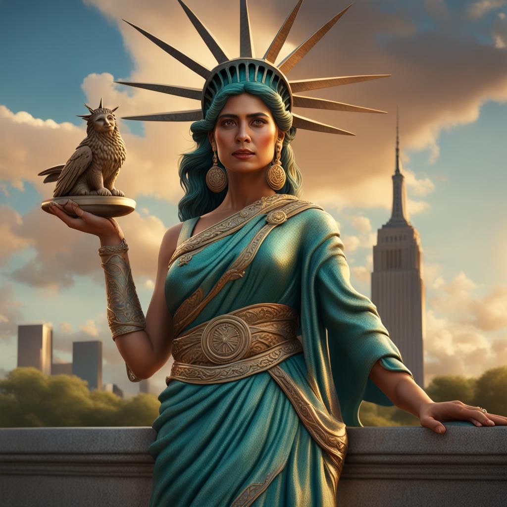 Hyperrealistic Mexican Statue of Liberty: Fantasy Art