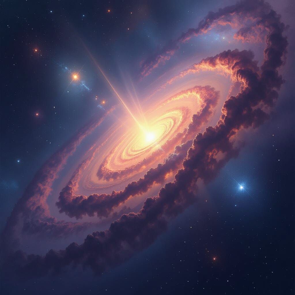 Luminous Spiral Galaxy with Central Star