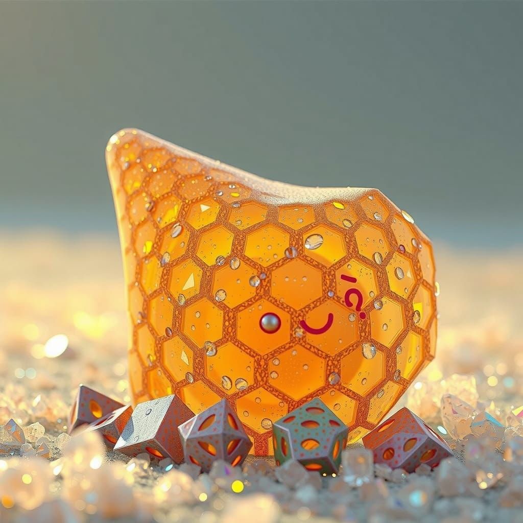 Glass Cone Crumbling into Ice Crystals in Golden Hour Light