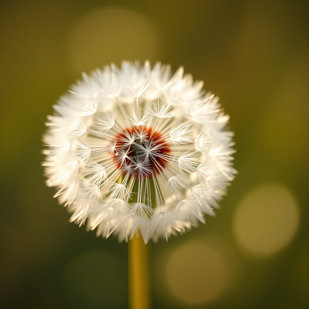 Dandelion Bloom in Natural Light, Macro Photography