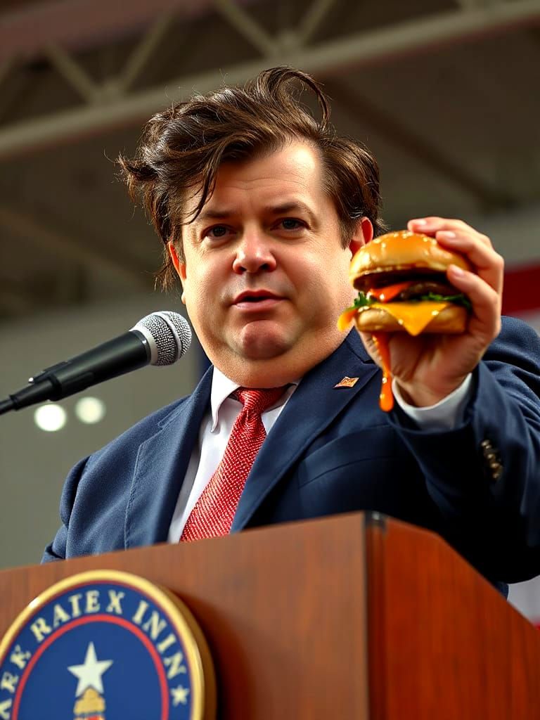 Politician's Humorous Rally Mishap with Cheeseburger