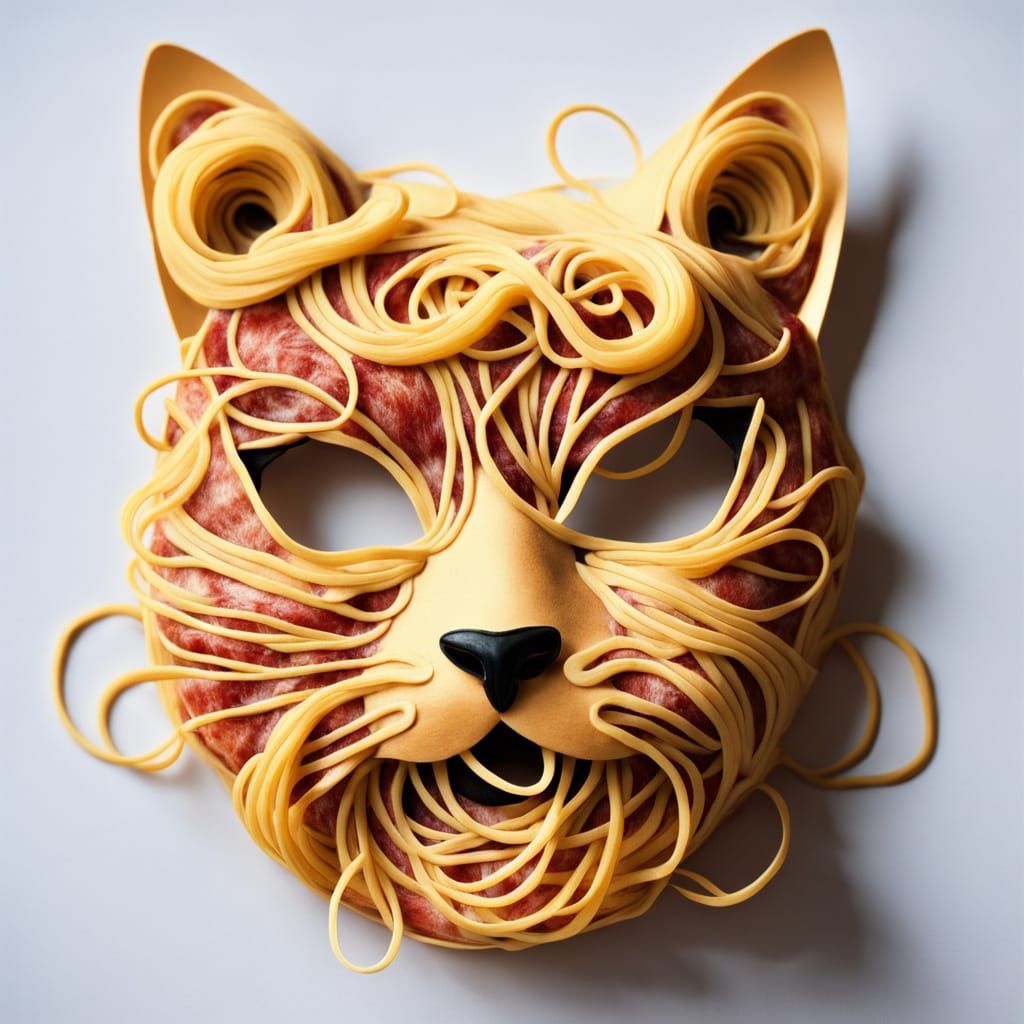 Cats Wearing Spaghetti Masks