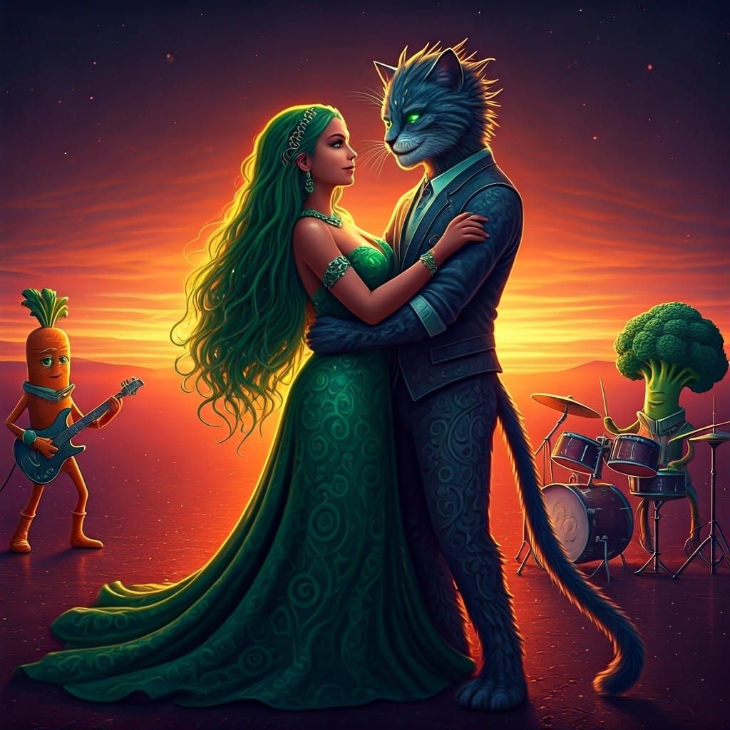 Ethereal Watermelon Siren in Emerald Glow