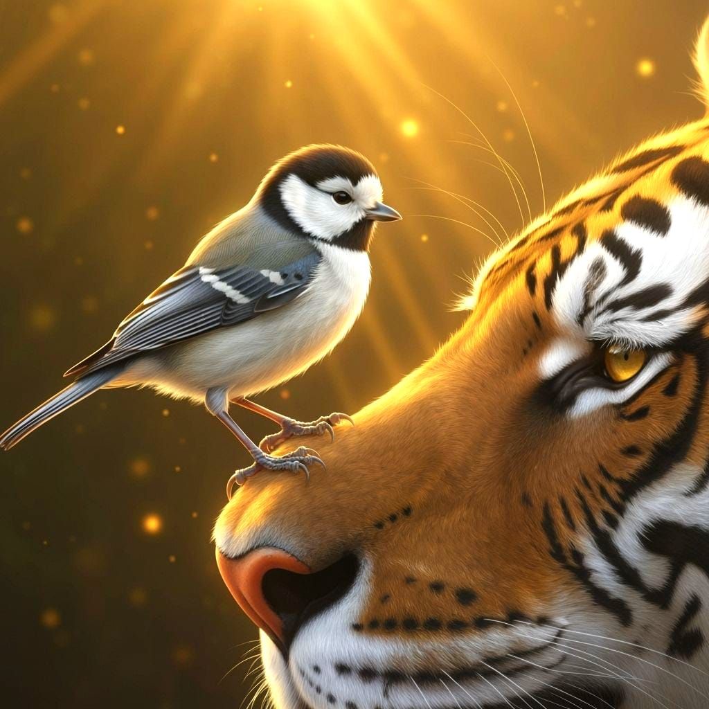 Tomtit and Tiger Nose in Golden Hour Light