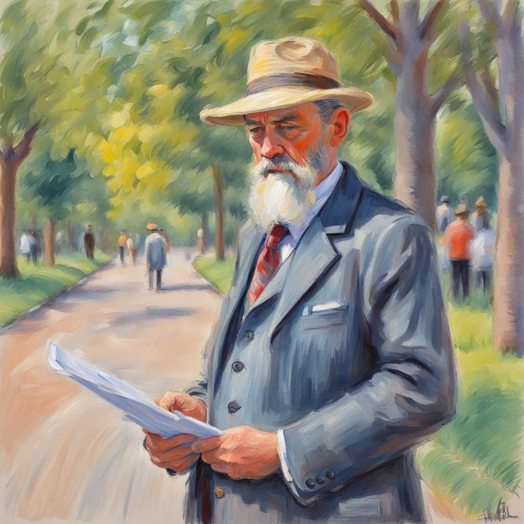 Kind Man in Impressionism Drawing Style