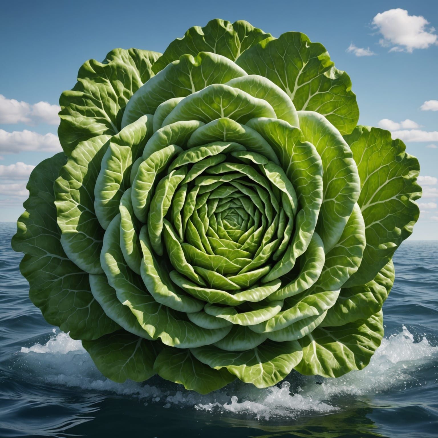Giant Frozen Lettuce Head Floats in Ocean