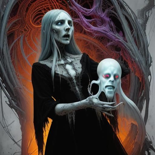 Ghosts Contemplate AI: Surreal Digital Art