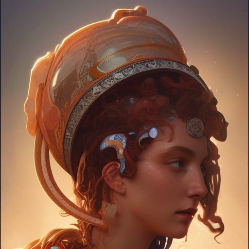 Art Nouveau Martian Princess Portrait in 8k