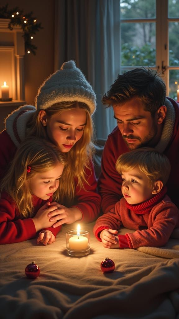 Heartwarming Family Scene Explaining Santa Claus Truth