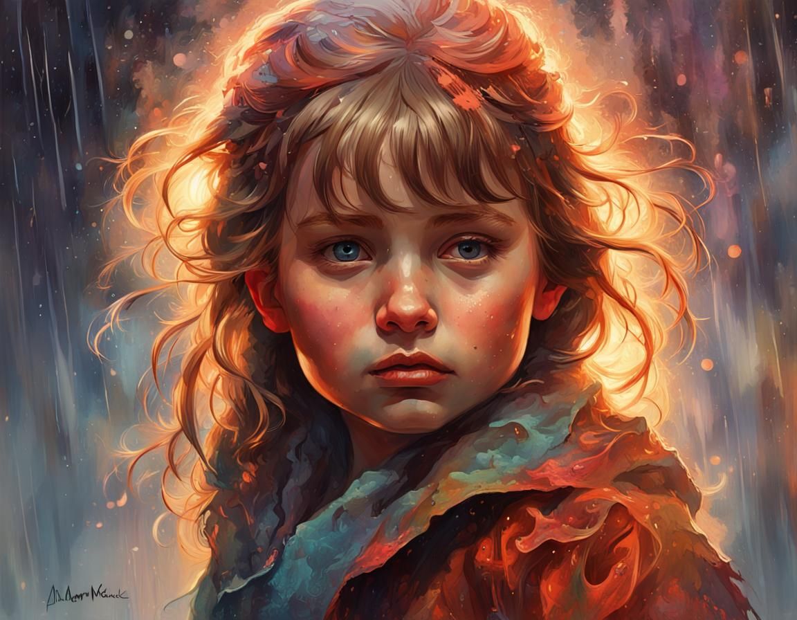 Three-Year-Old Girl Portrait in Dynamic Lighting