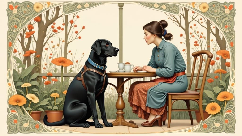 Labrador Guide Dog in Decorative 2D Illustration