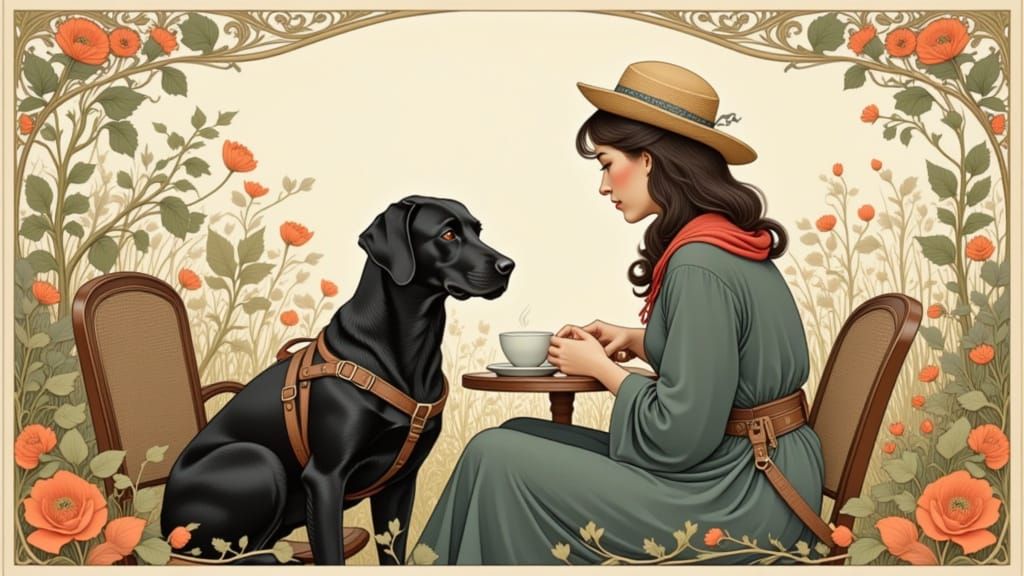 Labrador Guide Dog in 2D Decorative Style