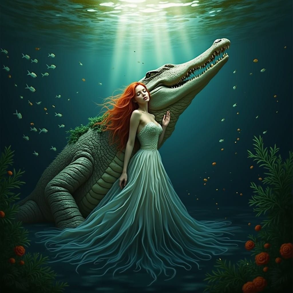 Hyper-Realistic Underwater Scene in Dreamlike Digital Art