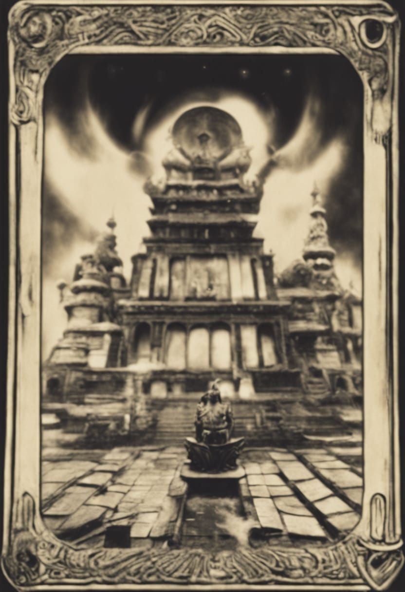 Steichen-Meets-Giger Tarot Card in Dark Surrealism