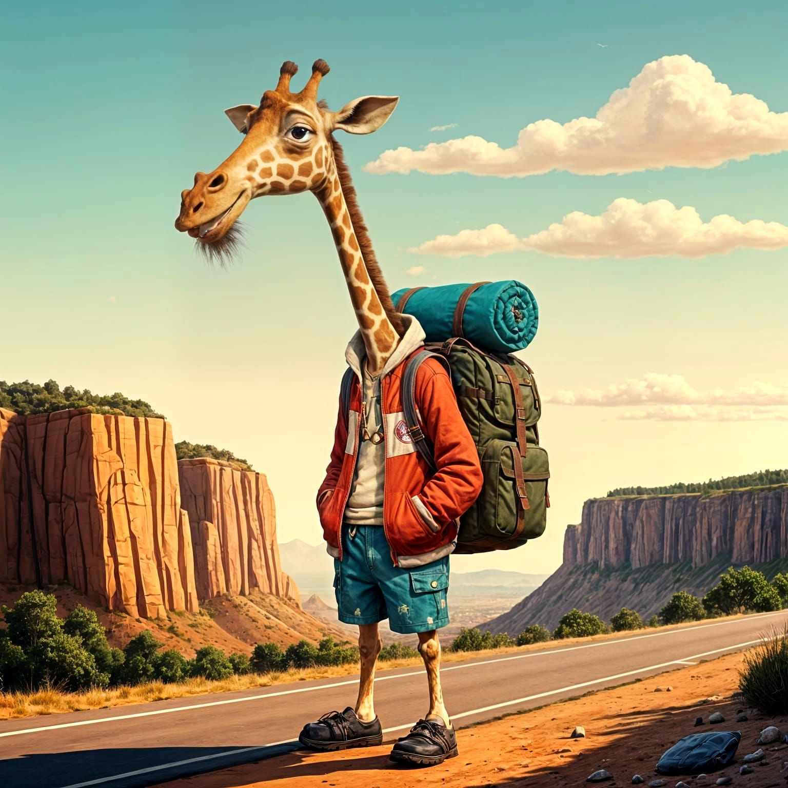 Cartoon Giraffe Character Illustration in Claymation Style