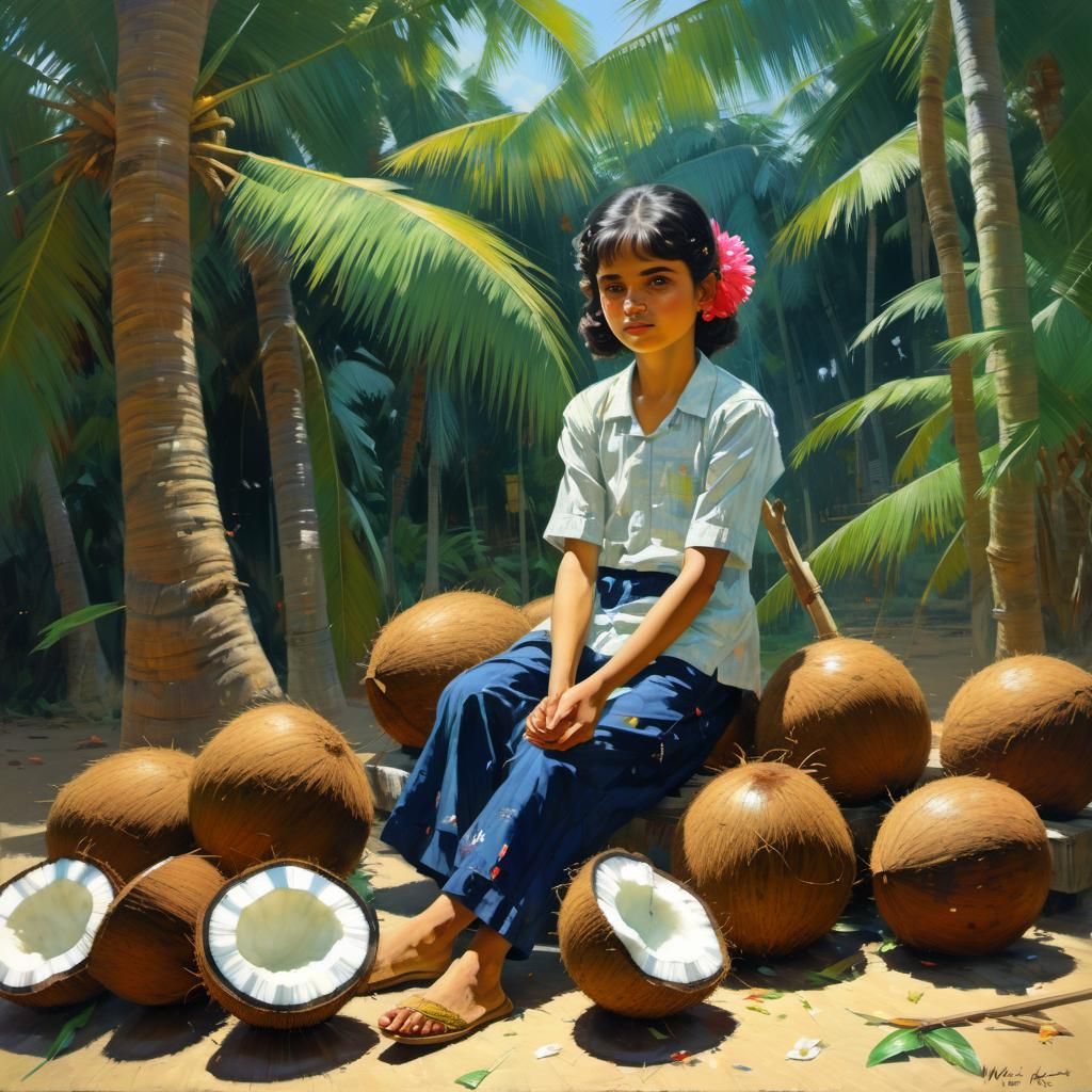 Vintage Style Portrait of Miss Coconut