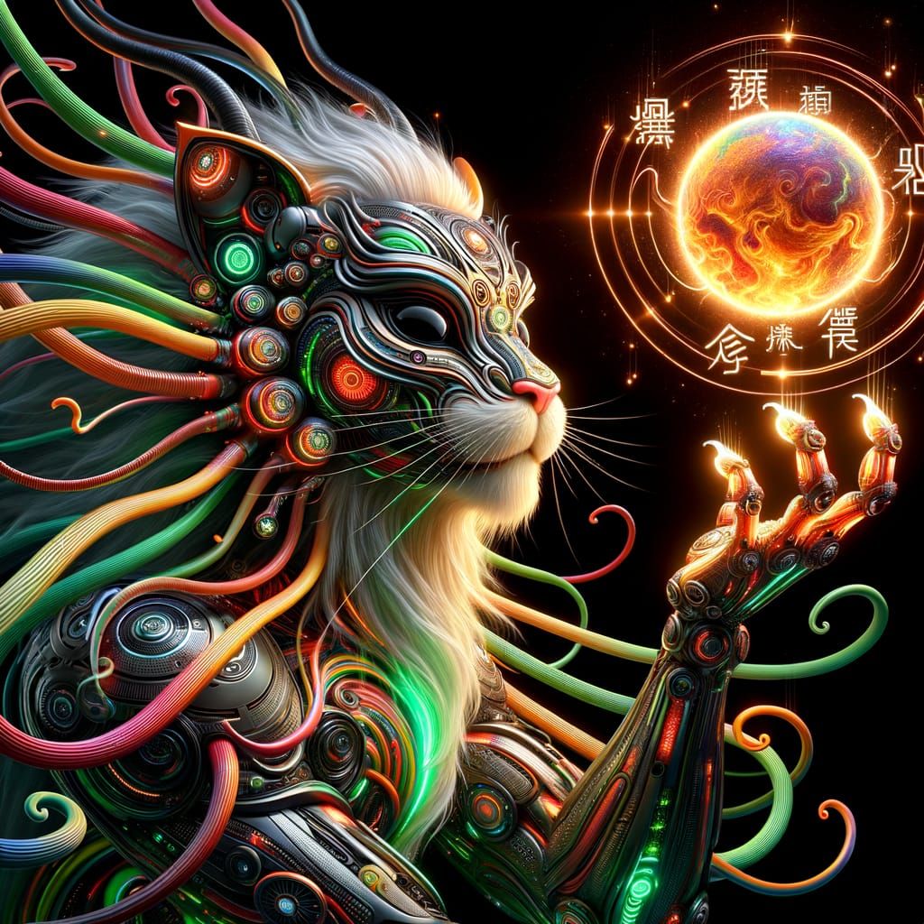 Cybernetic God with Lion's Face and Simplified Chinese Scrip...