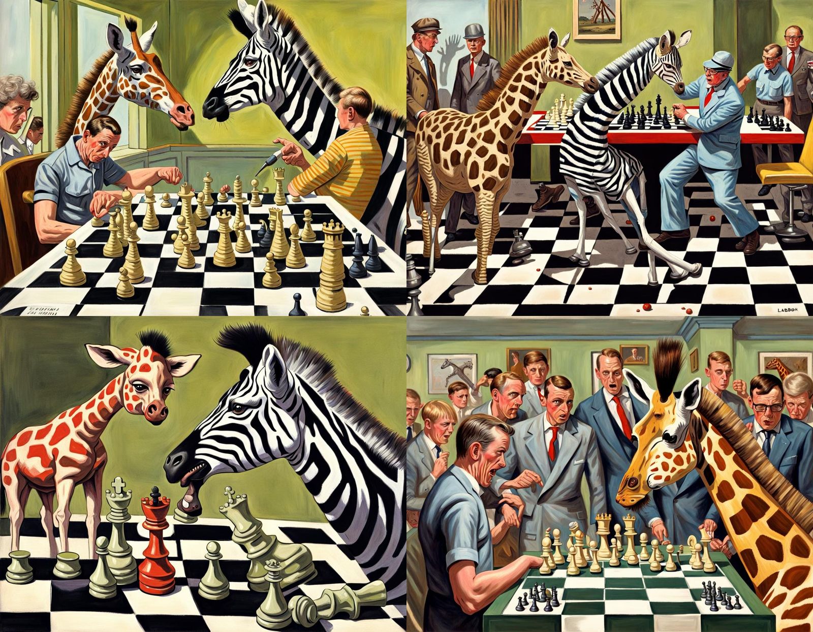 Violent Chess Game in Ladybird Book Style