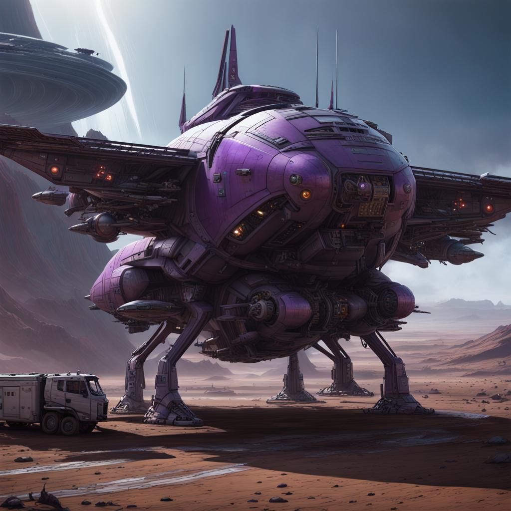 Aliens Dropship Lands: Detailed Digital Art