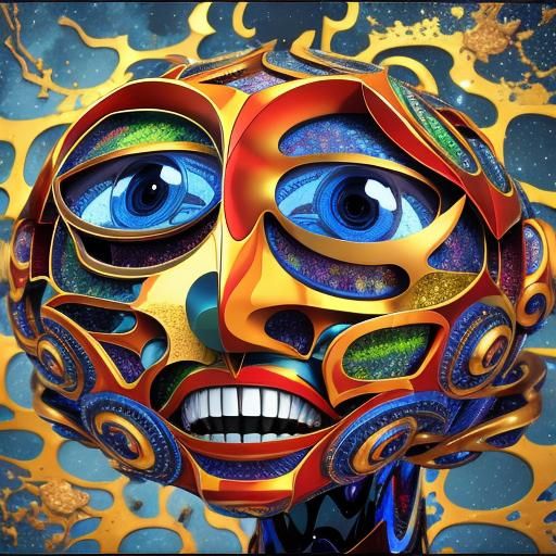 Psychedelic Pinball Machine with Spiral Galaxies