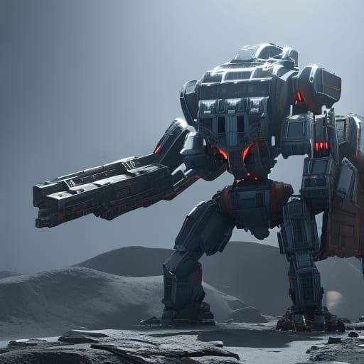 Giant Destroyed Robot in Sci-Fi Landscape