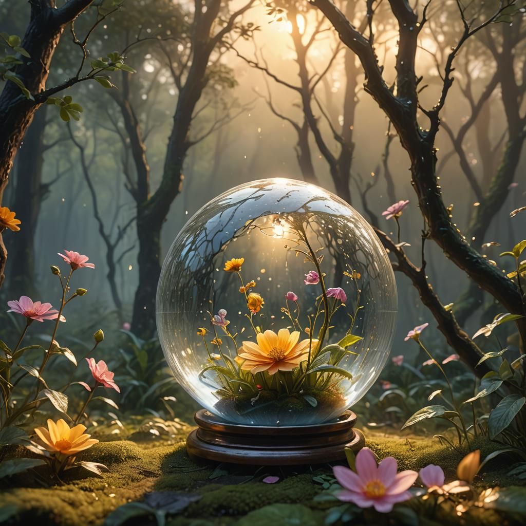 Flower in Glass Globe: Digital Matte Painting