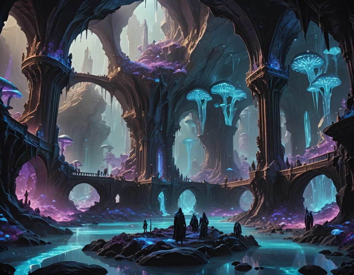 Dark Elves Gather in Crystal Cavern