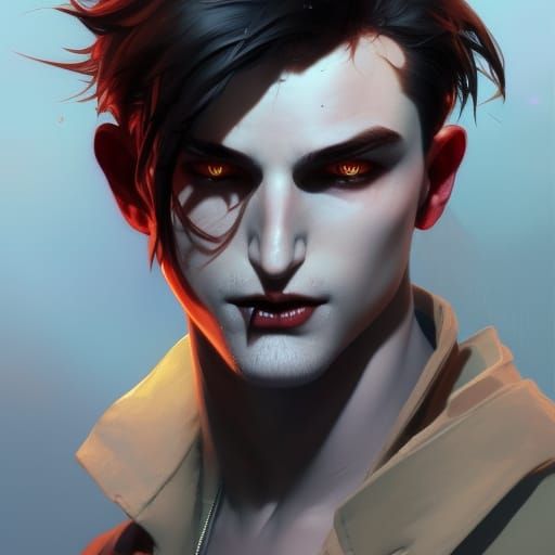 Detailed Portrait of a Vampire Boy in Fantasy Art Style