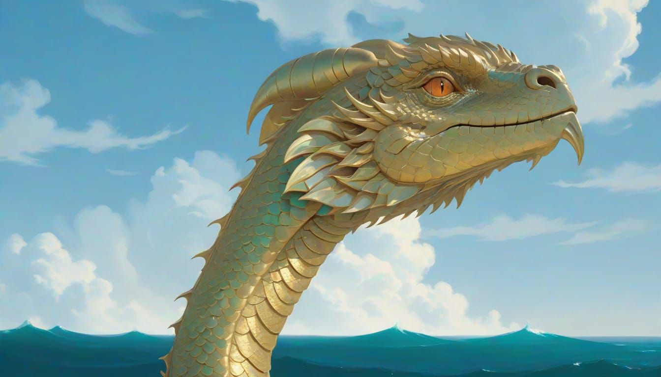 Dragon in Majestic Oceanic Landscape