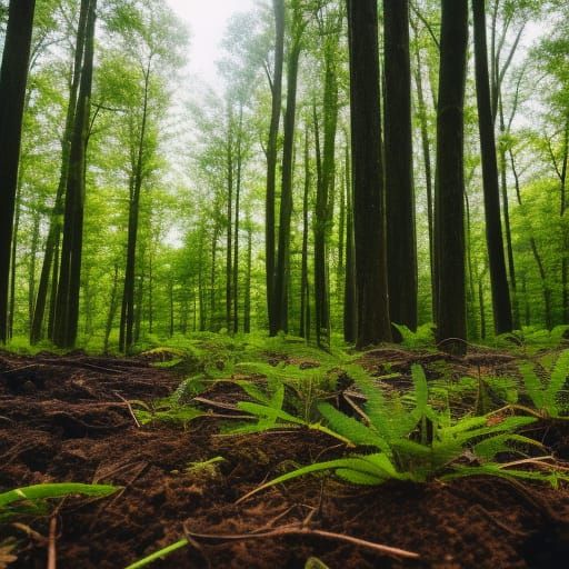 Saplings Sprout on Forest Edge: Imaginative Photography