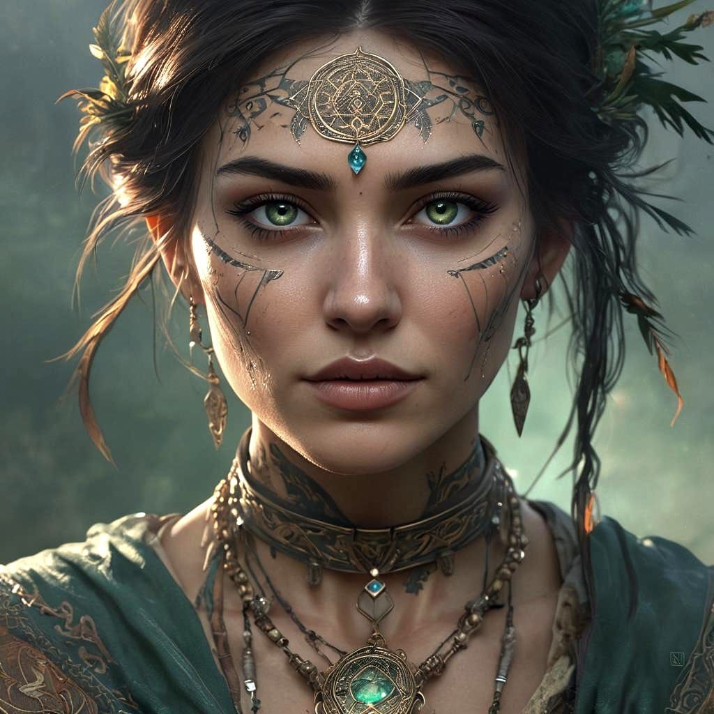 Sorceress Archeologist Portrait in Detailed Fantasy Art