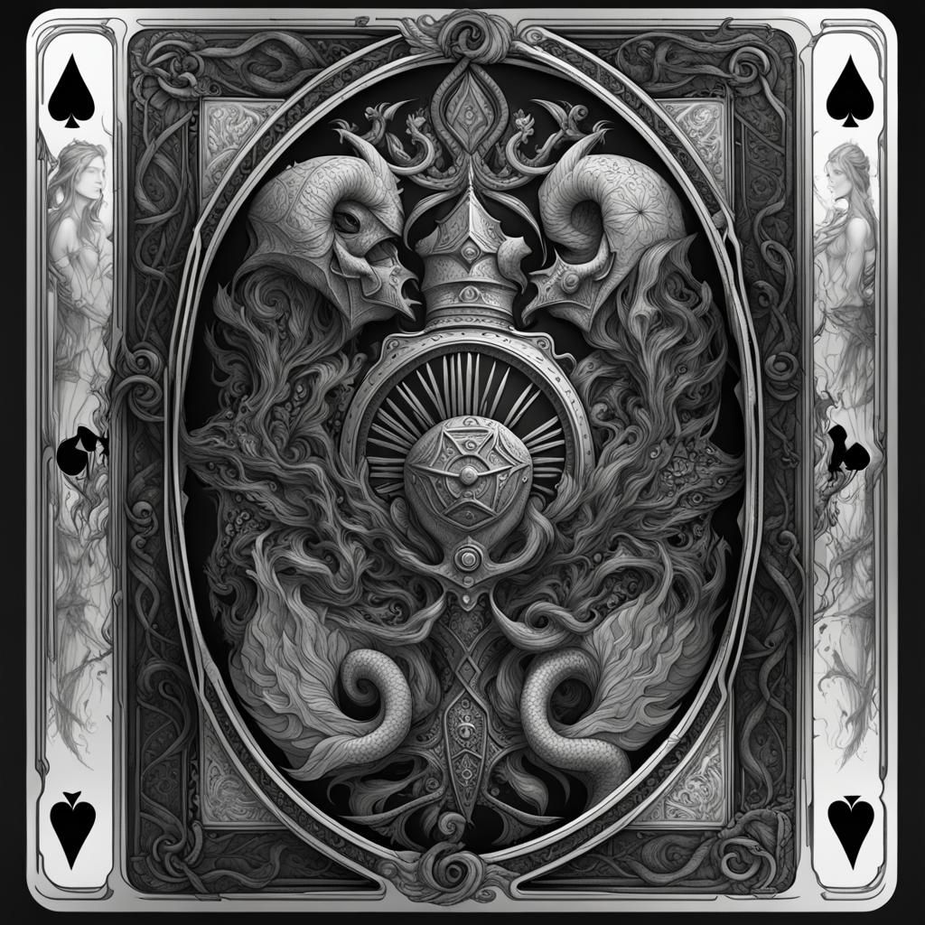 Monochrome Deck of Magical Cards: Dark Fantasy Art