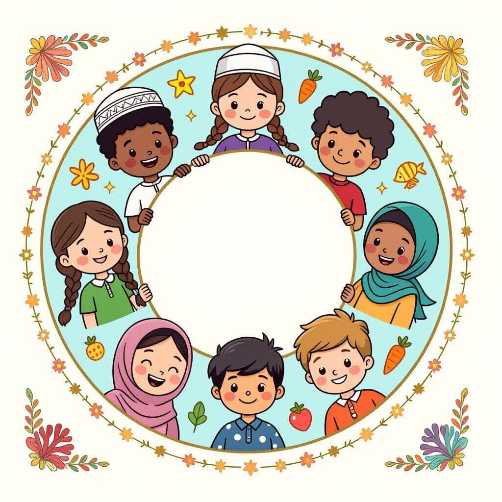 Diverse Children Surrounded by Nature's Bounty