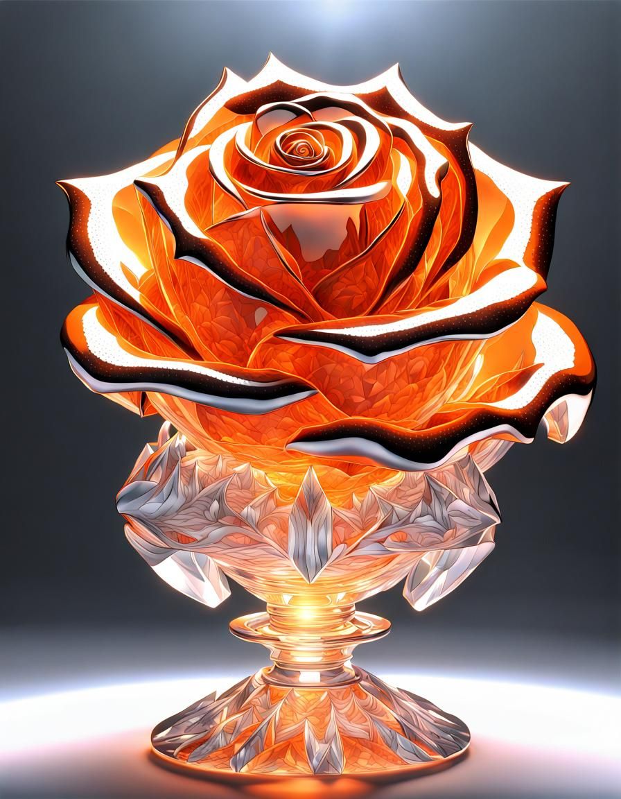 Giant Crystal Rose in Jeweled Vase, Sci-Fi Art