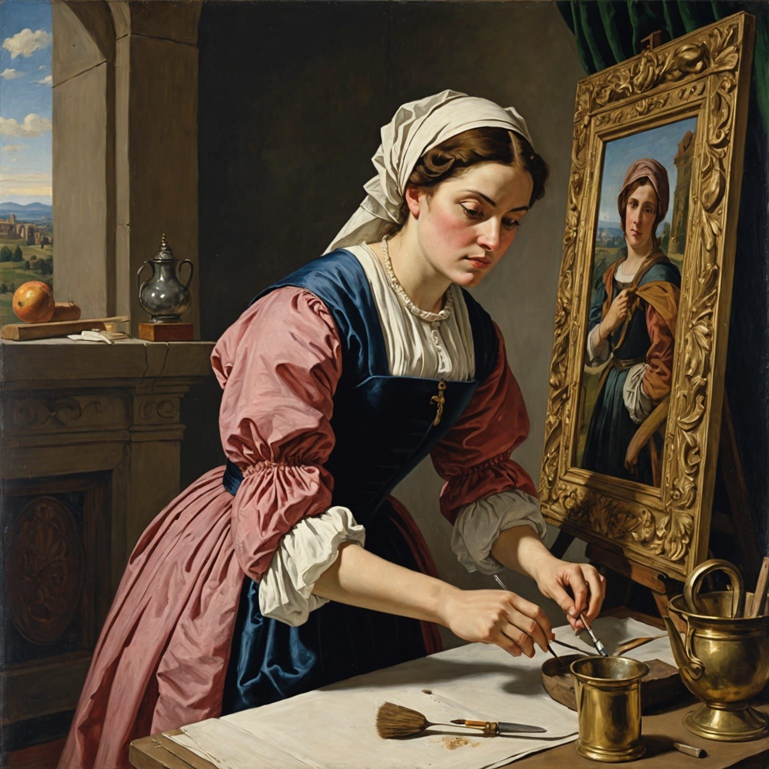 17th Century Italian Women at Work in Chiaroscuro