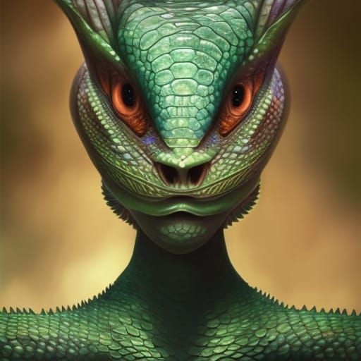 Hyperdetailed Reptilian Humanoid in Dark Fantasy Style