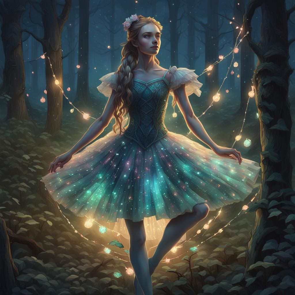 Ballerina in Glass Leotard, Hyperdetailed Portrait