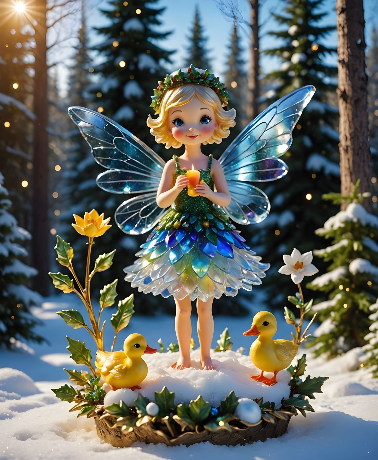 Whimsical Winter Wonderland Glass Sculpture Fantasy