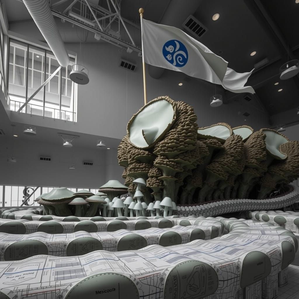 Vibrant Fungal Sculpture in Hyperrealistic Detail