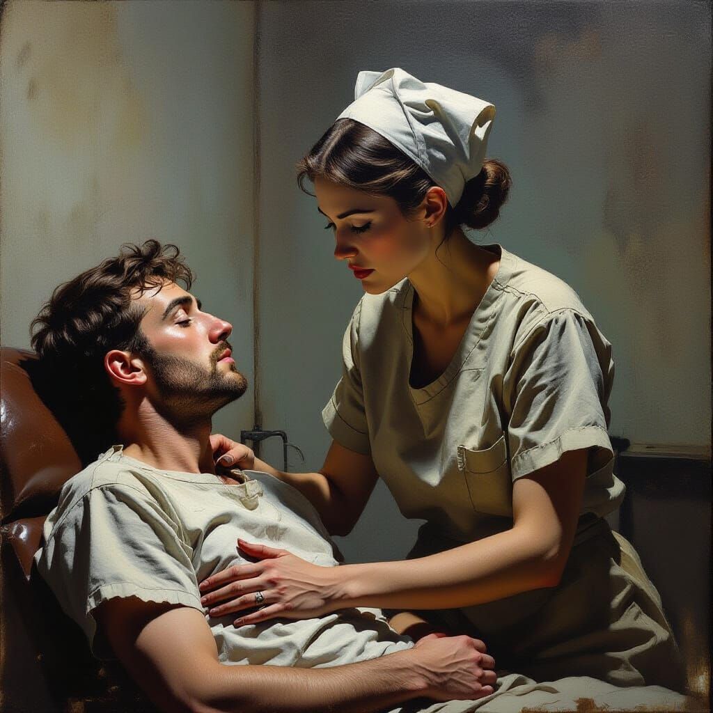 Dark Surrealism: Nurse in a Distorted Clinic