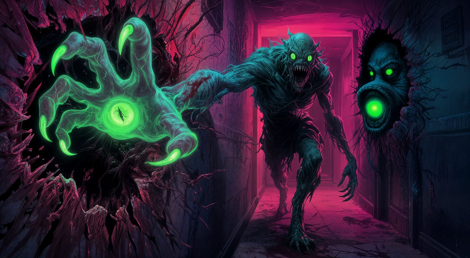 Horrifying Ghostly Hands Tear Through Flesh Wall