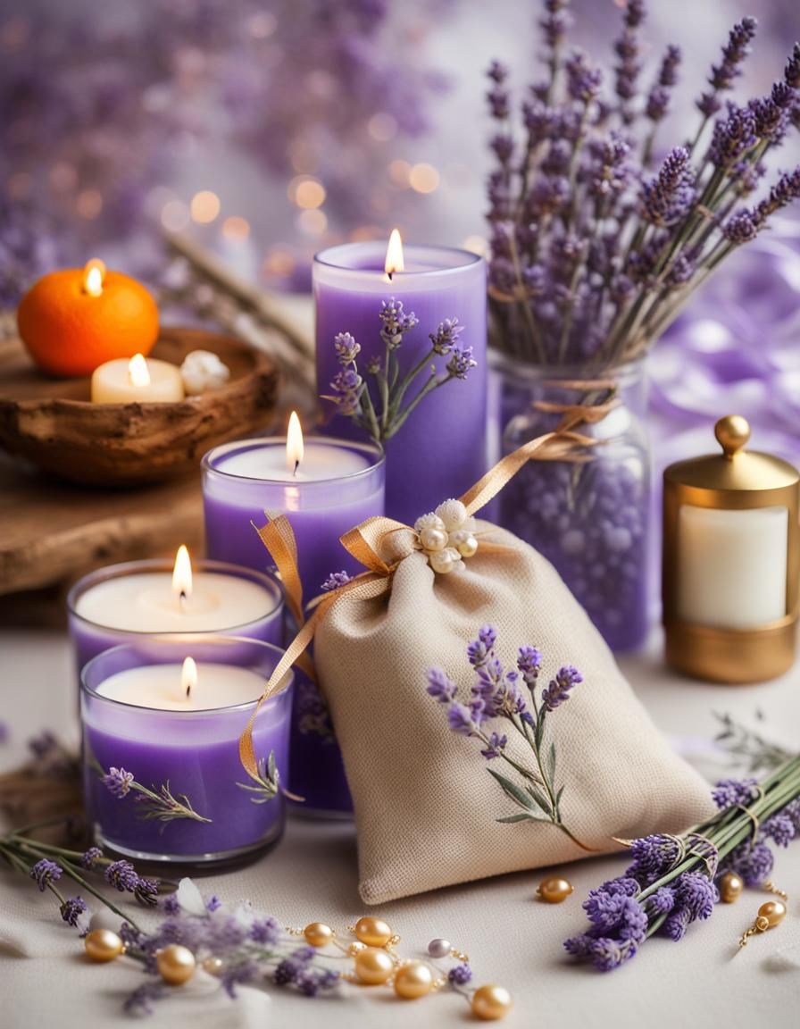 Handmade Lavender Sachets and Aromatherapy Still Life