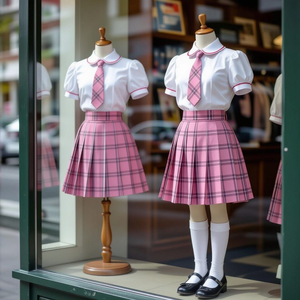 Adult School Uniform Displayed in Tailor Shop Window